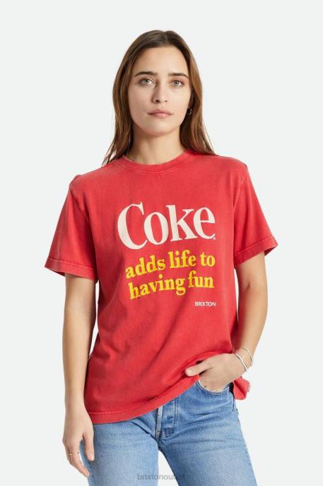 Women Brixton Coke Red Coca-Cola Having Fun Vintage Crew Tee Apparel