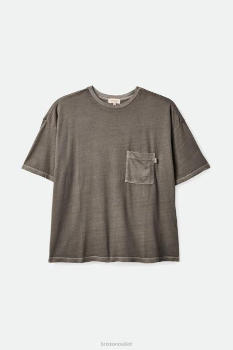 Women Brixton Washed Black Carefree Oversized Boyfriend Pocket Tee Apparel