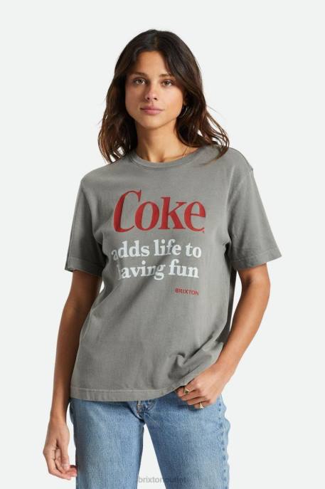 Women Brixton Washed Black Coca-Cola Having Fun Vintage Crew Tee Apparel
