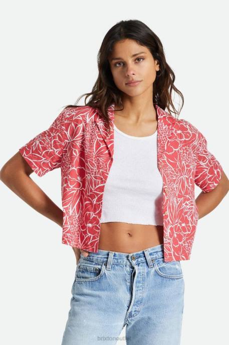 Women Brixton Aloha Red Indo Linen S/S Woven Apparel