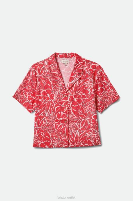Women Brixton Aloha Red Indo Linen S/S Woven Apparel