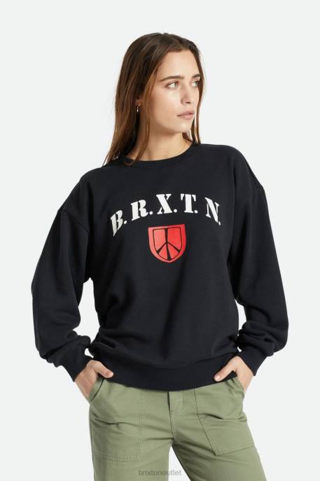 Women Brixton Black Peace Shield Crew Apparel