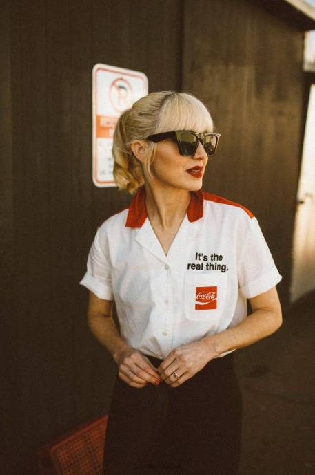 Women Brixton Coke Red Coca-Cola Bunker Block S/S Woven Apparel